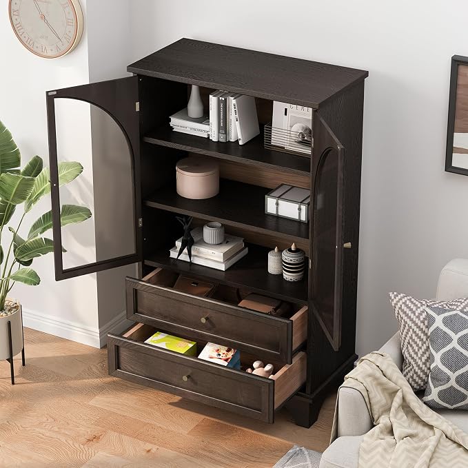 52" Tall Display Cabinet with Glass Doors, Glass Display Case Storage Cabinets - Image 5