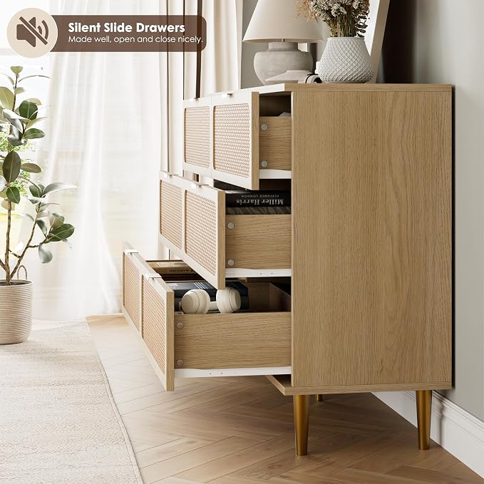 GarveeHome Rattan 6 Drawer Dresser - Image 7