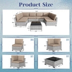 KIGOTY 7-Piece Patio Furniture Set, All-Weather PE Rattan Outdoor Sectional Sofa - Image 3