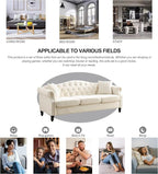 2 Piece Beige Velvet Chesterfield Sofa Set - Image 4