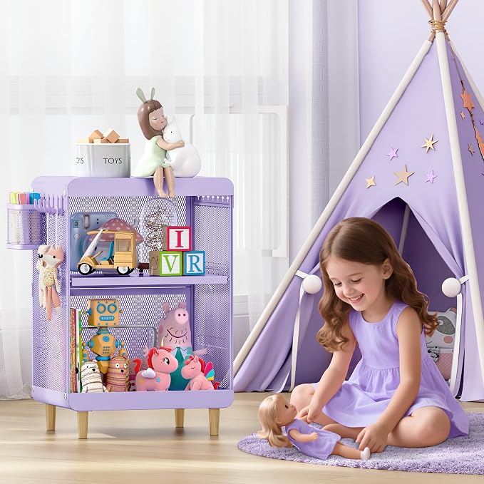 SYKIARIOL Kids Nightstand for Girls, Metal Bedside Table - Image 7