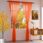SpaceDresser Basic Rod Pocket Sheer Voile Window Curtain Panels Jaffa Orange 1 - Image 2