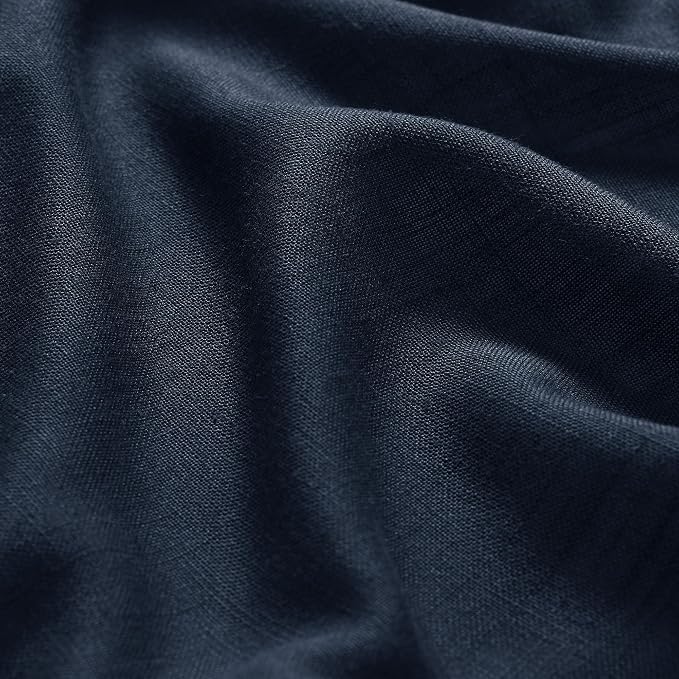 Navy Blue Linen Curtains for Living Room 2 Panels Set Extra Long Back Tab Light - Image 5