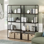 Furinno Moretti Modern Wide Stackable Metal Shelf, Columbia Walnut - Image 2