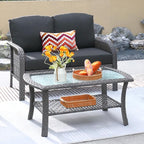 ovios 2-Piece Patio Furniture Set, Outdoor Wicker Sofa by OVIOS