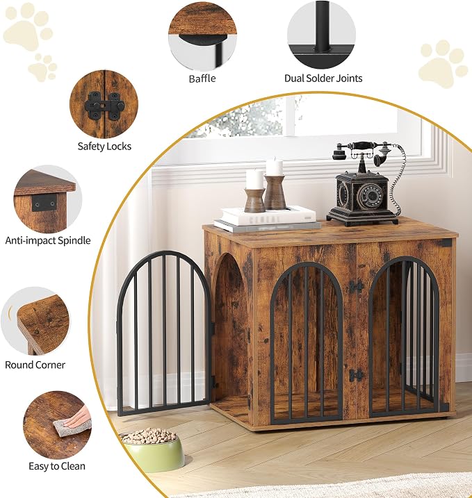 Hzuaneri 26.8'' Wooden Dog Crate Furniture, Indoor Dog Kennel Dogs Cage - Image 8