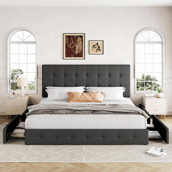 Allewie Upholstered King Size Platform Bed Frame - Image 3