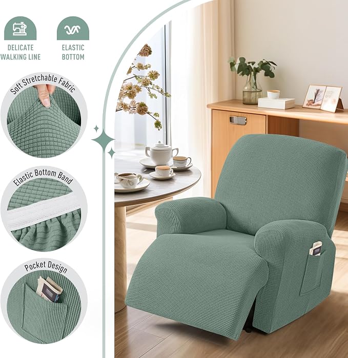 TAOCOCO Recliner Cover 4-Pieces, Recliner Stretch Sofa Slipcover, Recliner - Image 3