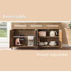 HOKYHOKY 63" Rattan Sideboard Buffet Cabinet, Boho Storage Cabinet - Image 7