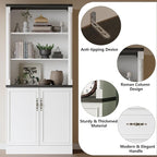 Bookshelf with Doors, Floor Standing Display Storage Cabinet - Image 4