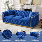 Luxury Chesterfield Sofa Set of 2, Velvet Tufted Couch Victorian Black and Gold - Image 6