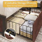 Lifezone King Bed Frame with 2-Tier Storage Headboard, Metal Platform Bed Frame - Image 4