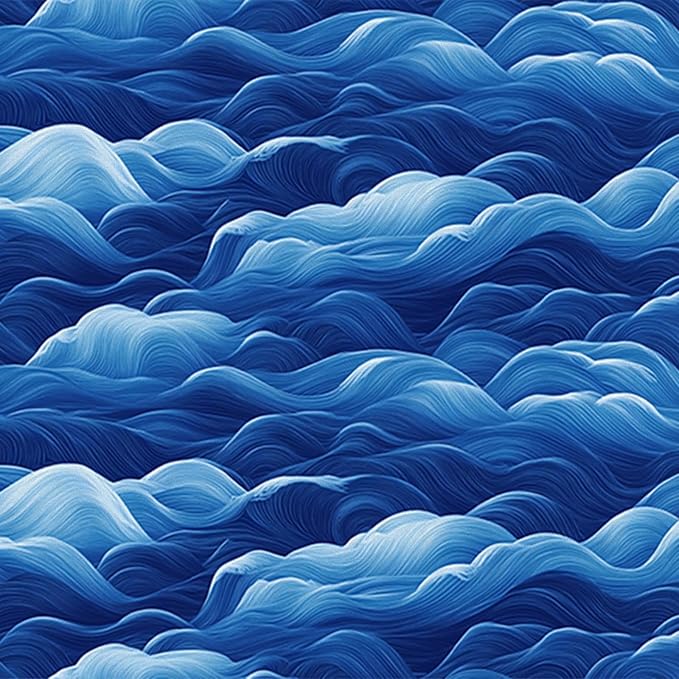 HOMETITUTE Wave Pattern Wallpaper Peel and Stick Ocean Blue Contact Paper Wall - Image 9