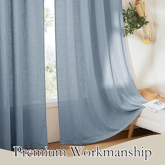 RYB HOME Short Linen Sheer Curtains - Image 5