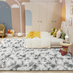 LOCHAS 8x10 Area Rugs Fluffy Living Room Bedroom Rug, Tie-Dyed Grey & White | - Image 7