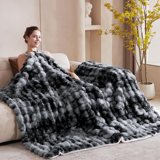 50x60 Inches Ultra-Soft Fuzzy Faux Fur Plush Throw Blanket - Image 2