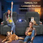 3-Seater Loveseat Recliner Sofa, Home Theater Seating Reclining Couch - Image 5