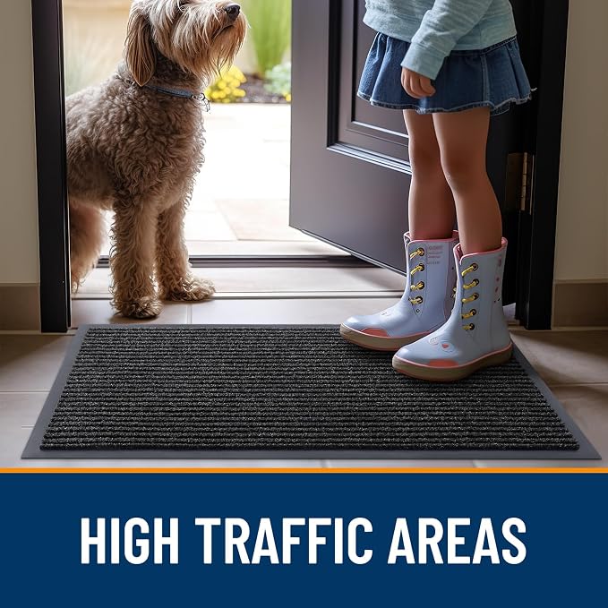 OLANLY 2-Pack Front Door Mats 71x47, Waterproof Heavy-Duty Doormats | Off-Black - Image 7