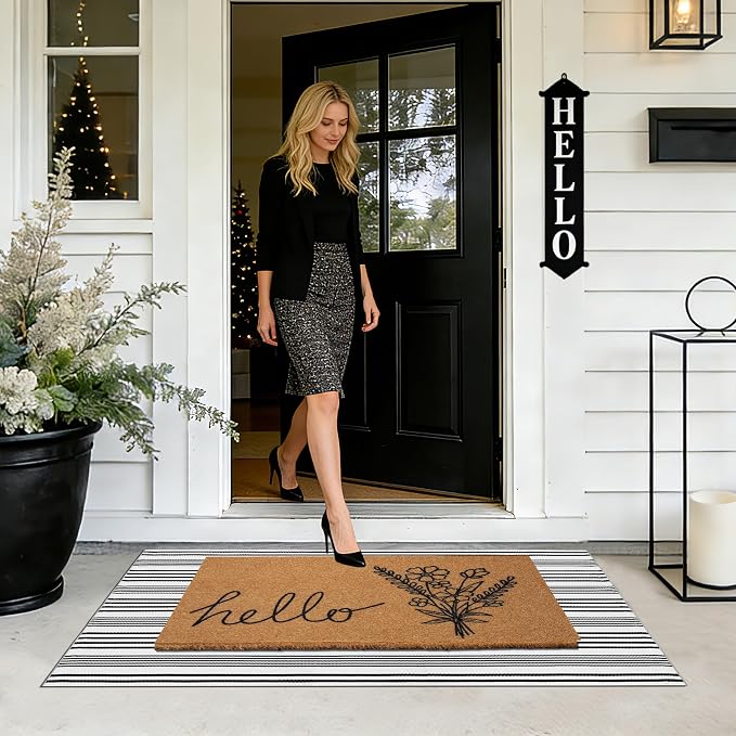 2 PCS Spring Welcome Door Mat Set, Farmhouse Spring Wildflower Doormat - Image 3