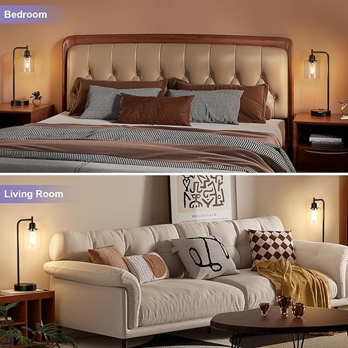 Industrial Touch Table Lamps for Bedrooms Set of 2 - Image 5