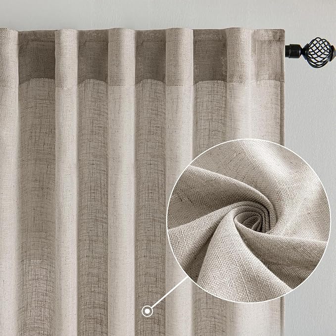 MIULEE Burlywood Birch Curtains 52x84 Inch Long 2 Panels - Image 2