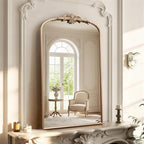Besdomus Vintage Gold Wall Mirror: 24"x42" French Large Arch Champagne Gold by Besdomus