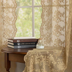 YJ YANJUN Vintage Lace Curtains 84 Inches Long-Victorian Floral Pattern Taupe by YJYANJUN