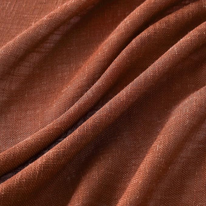 MIULEE Burnt Orange Fall Linen Curtains 37x72 Inch 2 Panels - Image 4