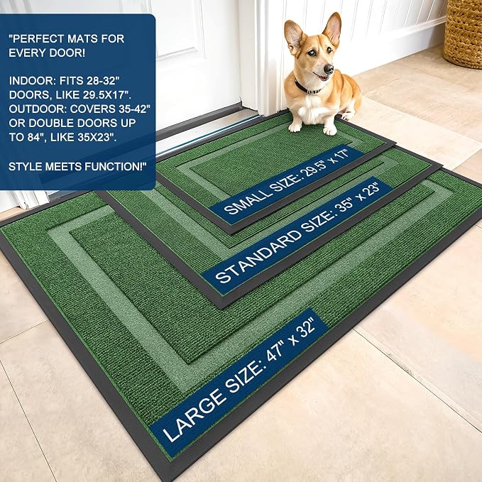 OLANLY Front Door Mat Outside 47x23, All-Season Heavy-Duty Rubber Doormat | - Image 2