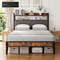 Full Size Bed Frame with Dual-Layer Headboard and Footboard, Bed Frame Full by BOVONO