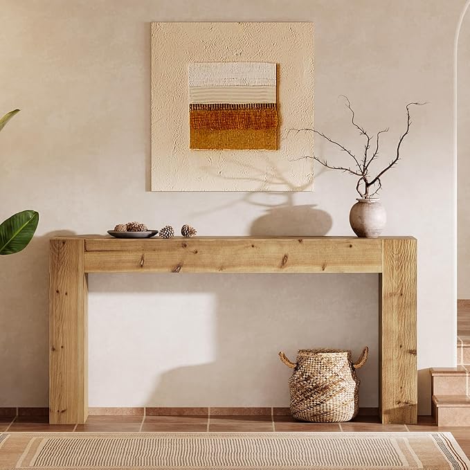 Solid Wood Console Table, 63-Inch Farmhouse Sofa Table Behind Couch - Image 4