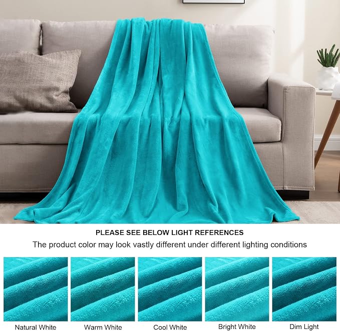 BEDELITE Fleece Blanket Soft Plush Queen Size Bed Blanket Peacock 90"x90" | - Image 6