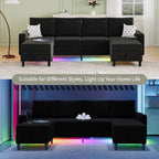 Sectional Couches for Living Room, 6-Seats Soft Linen Fabric Sectional Sofa - Image 5