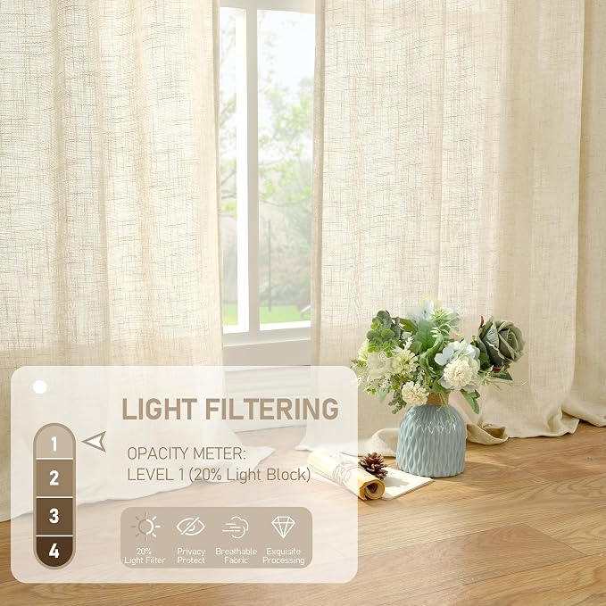 Living Room Linen Curtains 95 Inch - Image 4