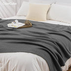 CozeCube Charcoal Grey Seed Stitch Throw Blanket 50"x60", Farmhouse Decor | - Image 5