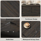 Furnideco 35.5''W Square Coffee Table Farmhouse Lift top Coffee Table - Image 6