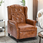 Wingback Recliner Chair with Heat and Massage, PU Leather Push Back Recliner by Consofa