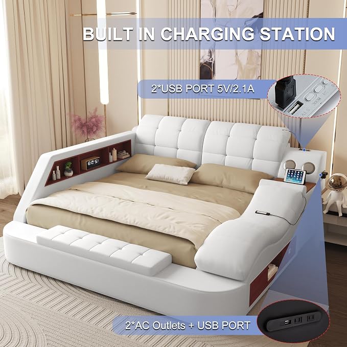 King Size Smart Multifunctional Bed Frame, Platform Bed - Image 4