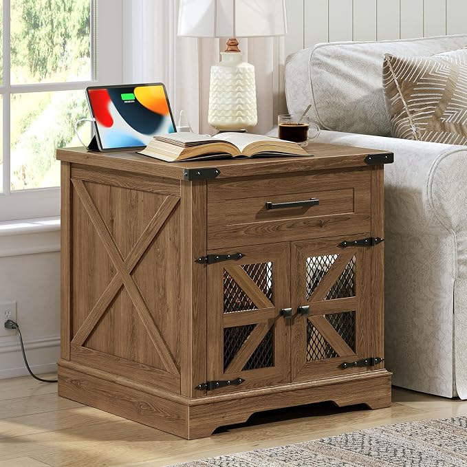RALGEND Farmhouse End Table Set of 2, Large End Table - Image 3