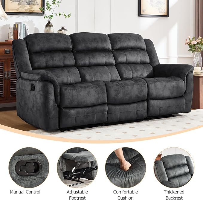 EBELLO Reclining Sofa for Living Room, Extra Wide Modern Overstuffed 3 Seat - Image 3