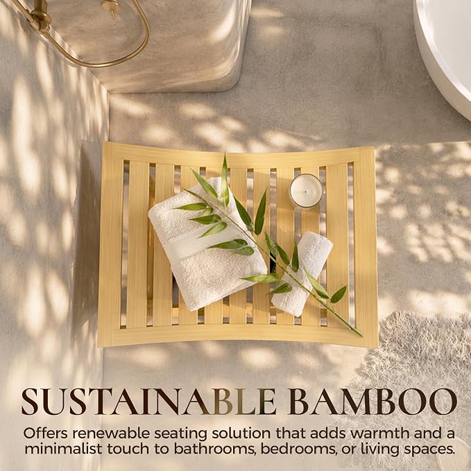 Bamboo Stool – Natural Wood Finish, Eco-Friendly Small Bench - Image 4