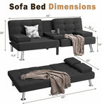 Shahoo Modern Linen Upholstered Convertible Folding Futon Sofa Bed - Image 2