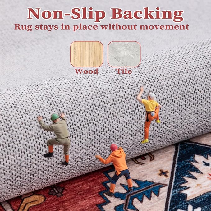 SERISSA 5x8 Washable Non Slip Boho Area Rug - Image 5