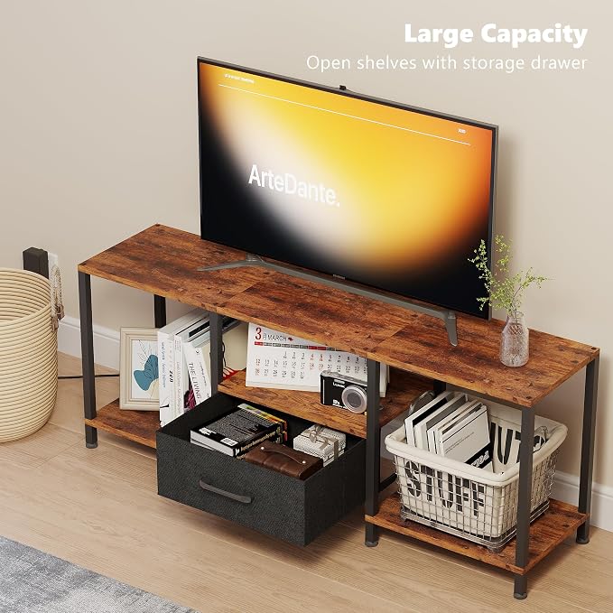 JARHETUN TV Stand with LED Lights, Entertainment Center with Open Shelves and - Image 5