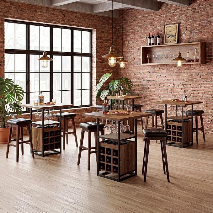 LITTLE TREE Square Bar Table, Wine Bar Cabinet - Image 7