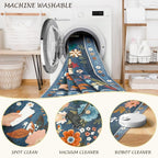 RELEANY Floral Washable 9x12 Area Rugs Blue/Grey | Flower Carpet Print Boho - Image 5
