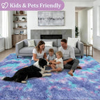 Area Rug Living Room Bedroom: 6x9 Fluffy Plush Shag Carpet Rainbow | - Image 4