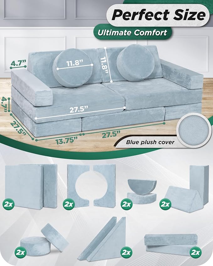 Lunix LX15 14pcs Modular Kids Play Couch, Child Sectional Sofa, Fortplay - Image 2