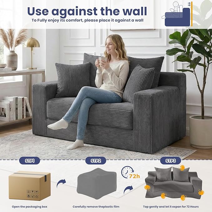 3-in-1 Convertible Sofa Bed, Boneless Loveseat Sleeper & Folding Couch Bed - Image 7