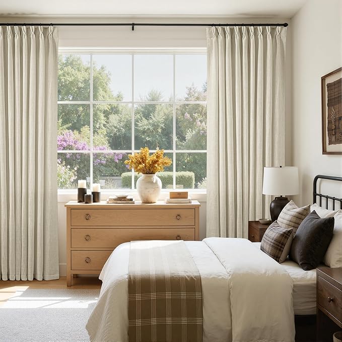 60 Inch Width 90 Inches Long Linen Pinch Pleated Curtains 1 Panel | Light - Image 6